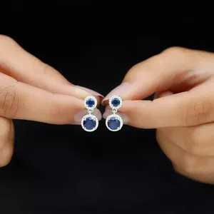 925 <b>Silver</b> Vintage Style Round Cut Moissanite Diamond Women's <b>Drop</b> <b>Earrings</b> for Hindu Occasions - Product Image 3