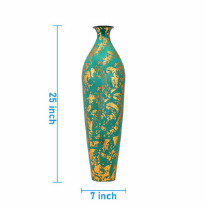 Green Minimalist Flower Vase Sleek Design for Stylish Interiors Decorative Gold Accented Flower Vase Timeless Beauty - Product Image 3