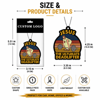 Désodorisant de voiture en papier avec logo personnalisé, motif drôle Jésus à moto et design Deadlift, carte parfumée suspendue pour cadeaux de salle de sport et d'église