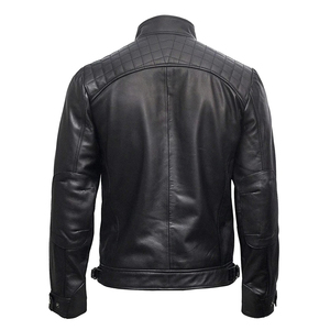 Nueva chaqueta de piel de oveja y cuero de vaca delgada a la moda, estilo con cremallera de moto de secado rápido con los botones más demandados, óptima para el invierno - Product Image 2
