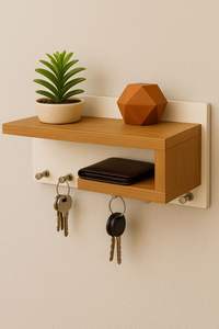 Étagère murale simple en bois conçue pour ranger les téléphones et les clés dans un seul endroit. Disponible aux prix de gros. - Product Image 2