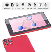 C Idea 7 pollici Android 14 Quad Core Tablet 6GB + 128GB SIM-Free 5G/wi-fi rosso per uso educativo e di intrattenimento degli studenti MTK