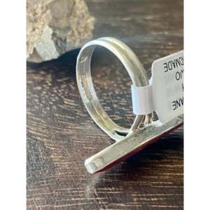 Germane Smith Spiny Oys & Sterling <b>Silver</b> Cobblestone <b>Ring</b> <b>Statement</b> Bezel Setting with Turquoise Coral Size 5 Everyday Wear - Product Image 5