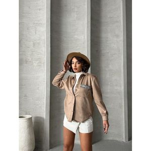 Blusa Elegante para Mujer TOPSHOW, Estilo Gamuza de Visón, Mezcla Suave de Poliéster y Elastano, Color Liso, Manga Larga, Venta al Por Mayor - Product Image 3