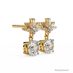 Pendientes colgantes de diamantes cultivados en laboratorio de corte redondo de 1,0 quilates, regalo de aniversario de oro blanco certificado CVD - Product Image 5