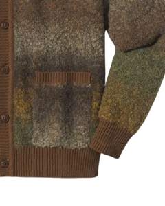 Brown Green Mix Pattern Wool Look <b>Men</b> <b>Cardigan</b> Sweater With Warm Thick Fabric And Button Closure For Winter Fashion - Product Image 6
