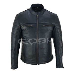 Chaqueta de Motociclista de Cuero Acolchada de Alta Calidad al por Mayor con Cuello Alto y Bolsillos con Cremallera - Product Image 3