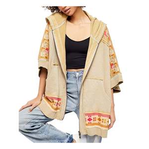 Poncho con Cappuccio da Donna Free People Marrone a Maniche 3/4, Taglia XS, in Tessuto Lavorato a Maglia Traspirante - Product Image 1