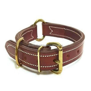 Fabricant en gros de qualité exportée collier de chien en cuir brun double épaisseur collier de chien en cuir blanc cousu à la main - Product Image 2