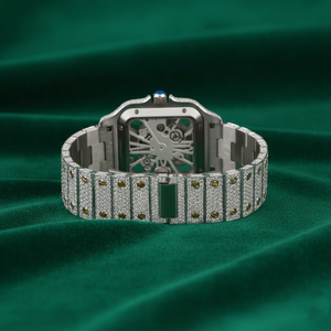 Reloj de Lujo con Esqueleto Moissanite Cuadrado, Bisel de Dos Tonos en Acero Inoxidable, Cristal de Zafiro, Resistente al Agua, Automático, T*mep*ece - Product Image 4