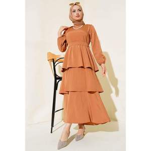 Vestido Flowy Layered Camel - Product Image 4