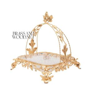 Plato de caramelo de cristal, marco de cobre chapado en oro - Product Image 3