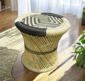 Nouveau Style fait à la main bambou Sarkanda indien canne en osier Muddha repose-pieds tabouret pouf pour salon jardin os incrustation Console - Product Image 6