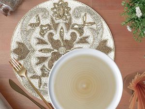 Antique Luxury Glass <b>Beaded</b> Handmade Dining Table <b>Placemat</b> Beautiful Decorative Mats & Pads for Wedding Birthday Easter - Product Image 6