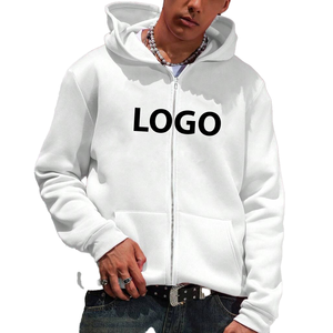 Sweats à capuche en coton avec fermeture éclair et logo personnalisé pour hommes, sweat-shirt à capuche en coton d'hiver et d'automne avec logo imprimé coupe ample - Product Image 4