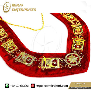 Venta al por mayor Masonic Regalia Grand Lodge Collar de cadena de metal con respaldo de algodón púrpura Base Collar de tela - Product Image 4