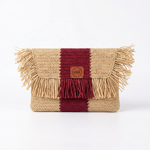 Bolso de Mano de Rafia Tejido a Mano para Verano con Adorno de Flecos, Tono Neutro, Bolso de Moda para Dama, Oficina, Viajes, Portátil - Product Image 3