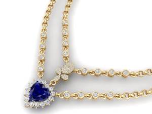 REYES Wholesale Price 925 Sterling Silver Heart Shape 3.5cts Blue Sapphire Gemstone Moissanite Pendant <b>Necklaces</b> For Women - Product Image 4