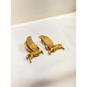 925 Sterling <b>Silver</b> Pegasus <b>Stud</b> & Drop Earrings Polished Gold with Pearl & Diamond for Wedding Party or Gift - Product Image 3