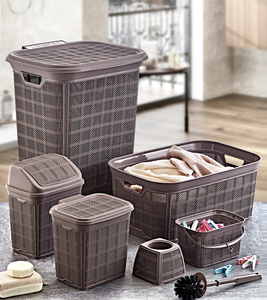 Juego de 6 Contenedores de Almacenamiento para Lavandería Afossa Modernos de PP con Tapa, Multifuncionales, Cesto para Basura, Caja para Detergente, a Prueba de Polvo, Duraderos y Ecológicos - Product Image 1