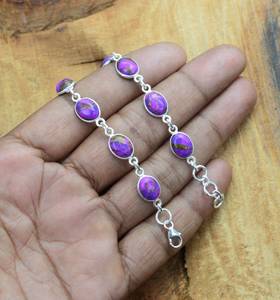 Purple Copper Turquoise Sterling <b>Silver</b> Bracelet Handmade Adjustable Gemstone Jewelry Elegant Gifts <b>Women</b> - Product Image 4