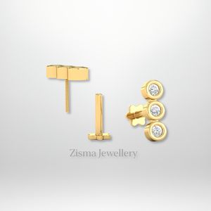 ต่างหูเจาะกระดูกอ่อนทรงใบเพชร14K 18K เครื่องประดับเจาะรูเพชรแท้สำหรับปลูกในห้องแล็บและได้รับการรับรองจากธรรมชาติ - Product Image 1