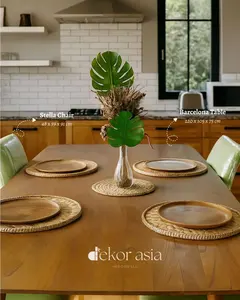 Bandeja redonda de madera de teca de lujo de 5,9 a 9,8 pulgadas Plato y cuencos Juego de vajilla elegante - Product Image 6