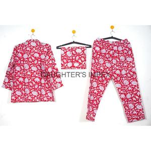 Conjunto de pijama estampado con bloque de mano de algodón indio, ropa de dormir floral para mujer, vestido de verano - Product Image 5