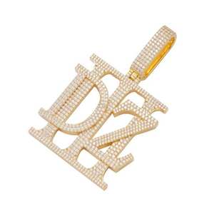 Pendentif en argent sterling 925 scintillant Hip Hop glacé personnalisé avec diamant de taille ronde de Leb Grown bijoux de rappeur de rock - Product Image 2