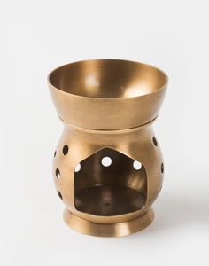 Juego de 2 Portavelas de Latón con Diseño Floral Calado y Asa Dorada de 10 cm, Estilo Industrial para Diwali o Cumpleaños - Product Image 4