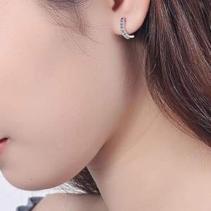 Boucles d'oreilles créoles en argent et zircon Topcarat, vêtements quotidiens pour femmes, vêtements de fête, mariage, cadeau pour femme - Product Image 2