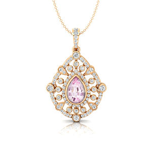 Oro sólido Natural morganita piedra preciosa única lágrima colgantes regalo de boda para mujeres OEM regalo del Día de San Valentín para la madre - Product Image 3