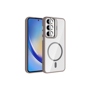 Étui compatible Netzy M-Safe pour Galaxy A35/A53 gris avec support, protection d'objectif d'appareil photo, protection spéciale pour téléphone portable électroplaqué - Product Image 1
