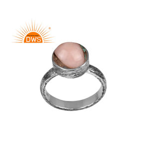 Venta caliente plata esterlina oxidada Mojave cobre Rosa ópalo turquesa piedra preciosa anillo apilable fabricante de joyería personalizada - Product Image 1