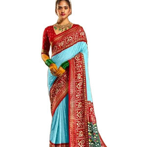 Último diseñador Georgette Silk Chikkenkari bordado borde Sari por Fab Zone - Product Image 1