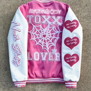 เสื้อแจ็กเก็ตเบสบอลขนสัตว์ปักลายคอตั้งสำหรับผู้ชายเสื้อเบสบอลหนัง - Product Image 5