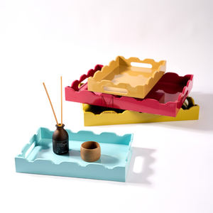 Bandeja de laca rectangular bellamente diseñada para bebidas Decoración de mesa Maquillaje-Colorido/Almacenamiento de escritorio - Product Image 3