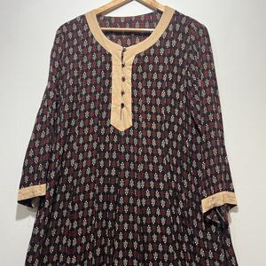 ชุดเดรสผ้าเรยอนสีดำพิมพ์ลายดอกไม้สไตล์อาจรักสำหรับผู้หญิง แขนสามส่วน |   ชุดลำลองสไตล์เอไลน์แบบชาติพันธุ์ - Product Image 5