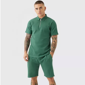 Ensemble court personnalisé avec logo sur le devant, ensemble de survêtement d'été pour hommes, chemise à manches tombantes, shorts pour hommes, vêtements de rue décontractés, ensemble 2 pièces - Product Image 1