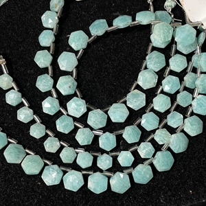 Cuentas de forma hexagonal facetadas de amazonita, cuentas elegantes de piedras preciosas naturales para la fabricación de joyas - Product Image 6