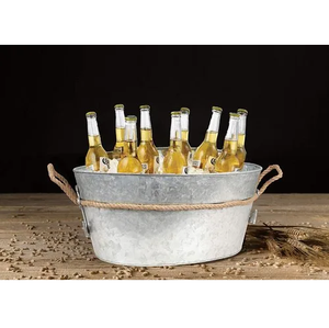 Tina de fiesta de bebidas ovalada de acero inoxidable personalizada al por mayor manijas ecológicas/certificado CE para cerveza vino bebidas al aire libre - Product Image 1