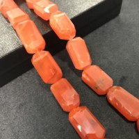 Perles en cornaline naturelle à 100 % certifiées IGI, facettées octogonales, 25x14 25x14x11mm, qualité AA, Orange Feu Vivaaz Gems pour bijoux