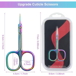 Tijeras de Manicura Extra Finas con Hoja Curva, Tijeras para Cutículas Super Delgadas con Punta Puntiaguda para el Cuidado de Cejas y Pestañas, Caja Colorida - Product Image 5