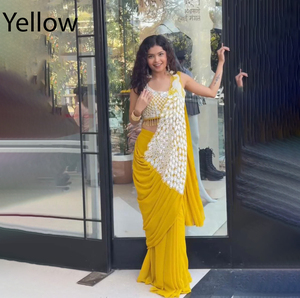 Nuevo Sari de Georgette Estilo Bollywood para Mujer, con Lentejuelas, Nueva Colección, Sari en Oferta Online (Listo para Usar) - Product Image 1