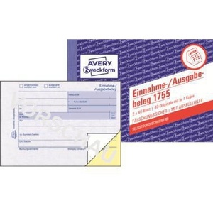 Avery Zweckform - Formularios sin Carbón para Ingresos/Desgastos DIN A6 Horizontal, 1 Copia, 2 x 40 Hojas - Product Image 1