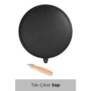 Single-Sided 36 cm Black Casting Pancake/Flatbread <b>Pan</b> with Removable Handle and Included Spatula - Product Image 2