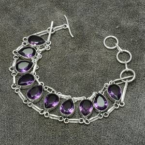 Pulsera de piedras preciosas hechas a mano de moda Bohemia amatista de Plata de Ley 925 para mujer boda y fiesta símbolo cristiano regalo de joyería - Product Image 1