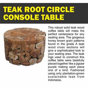 TEAK ROOT <b>CIRCLE</b> CONSOLE TABLE HOME FURNITURE - Product Image 2