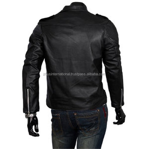 Haute qualité hommes peau de vache à motifs veste Slim Fit longue fermeture éclair moto manteau décontracté hiver et printemps/automne manteau - Product Image 3