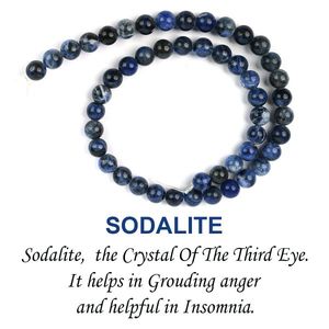 Perles rondes en sodalite naturelle de 8 mm pour bracelet, collier Mala - Clarté et concentration - Product Image 3